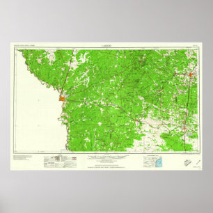 Poster Mapa Topo do Sul do Texas com Laredo
