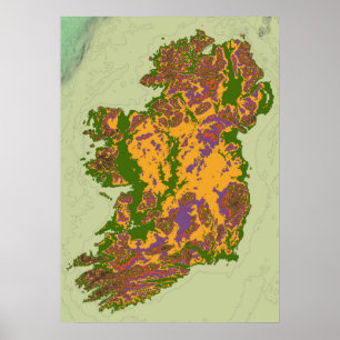 Poster Mapa topográfico da Irlanda