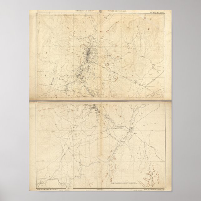 Poster Mapa Topográfico da Região Mineira de Washoe (Frente)