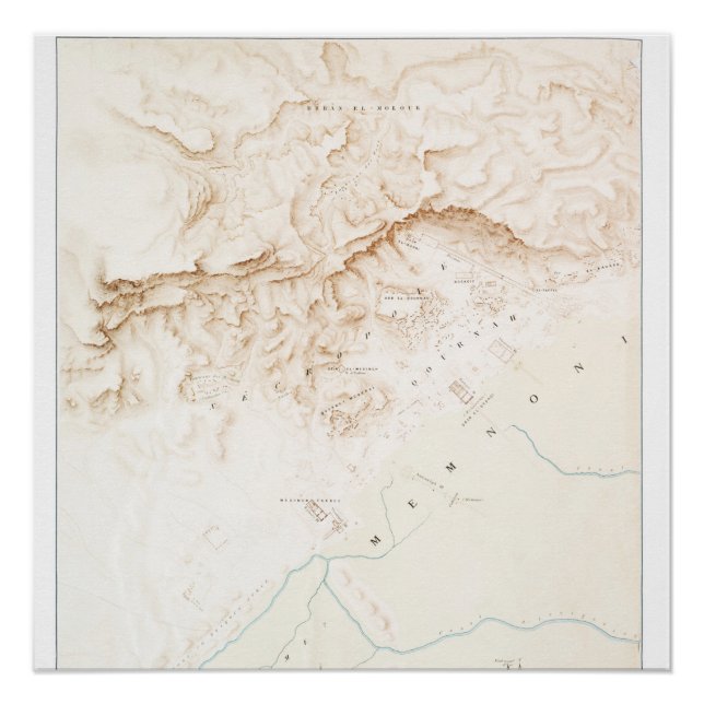 Pôster Mapa topográfico das ruínas de Tebas Poster (Frente)