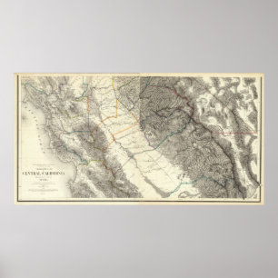 Poster Mapa topográfico de Califórnia central