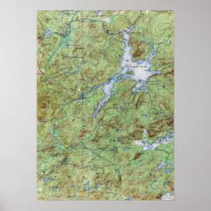 Poster Mapa topográfico de New York do lago cranberry do