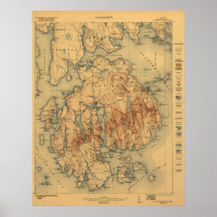 Poster Mapa topográfico de parque nacional 1922 do Acadi