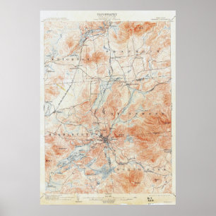 Poster Mapa topográfico de Saranac New York do vintage