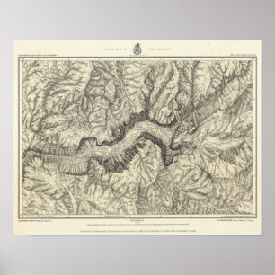Poster Mapa topográfico do vale de Yosemite