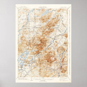 Pôster Mapa Topográfico do Vintage Lake Plácido Nova Iorq