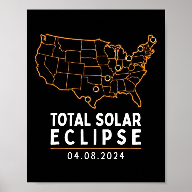 Poster Mapa Total da América do Partido Eclipse 2024 (Frente)