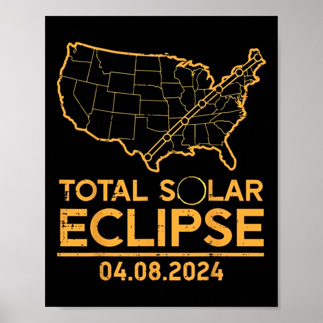 Poster Mapa Total do Eclipse Solar 04.08.24 Totalidade Ho (Frente)