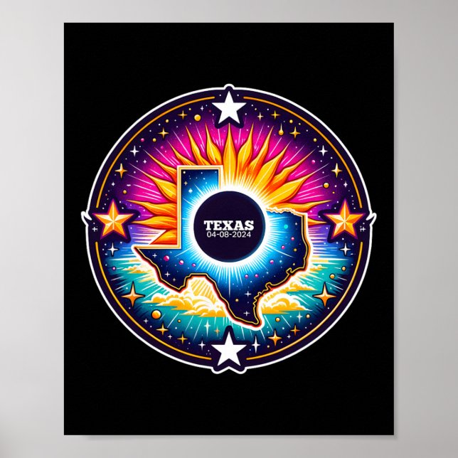 Poster Mapa Total do Eclipse Solar 8 de abril de 2024 (Frente)