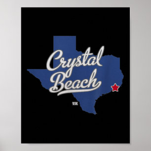 Poster Mapa Tx do Texas Crystal Beach