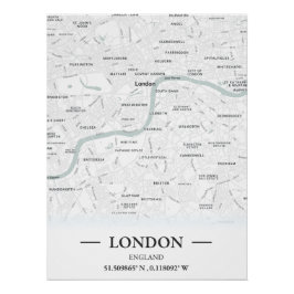 Pôster Mapa urbano clássico de Londres, Inglaterra