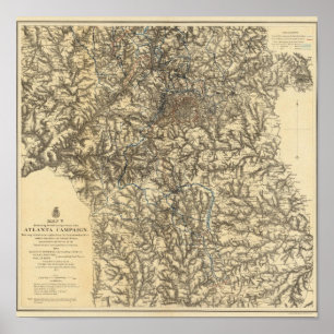 Pôster Mapa V que ilustram as operações militares