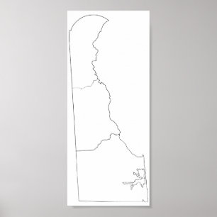 Pôster Mapa vazio do esboço dos condados de Delaware