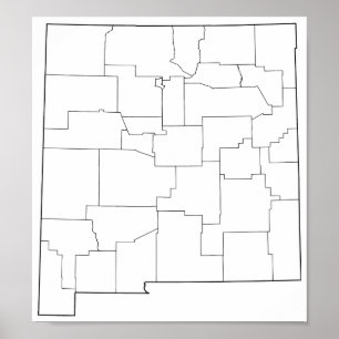 Pôster Mapa vazio do esboço dos condados de New mexico