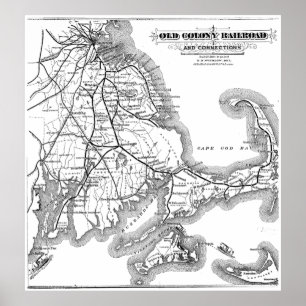 Pôster Mapa velho da estrada de ferro da colônia de Cape