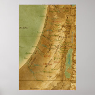Pôster Mapa velho da Terra Santa