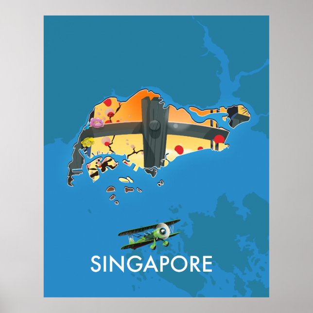 Poster Mapa viagem de Singapura (Frente)