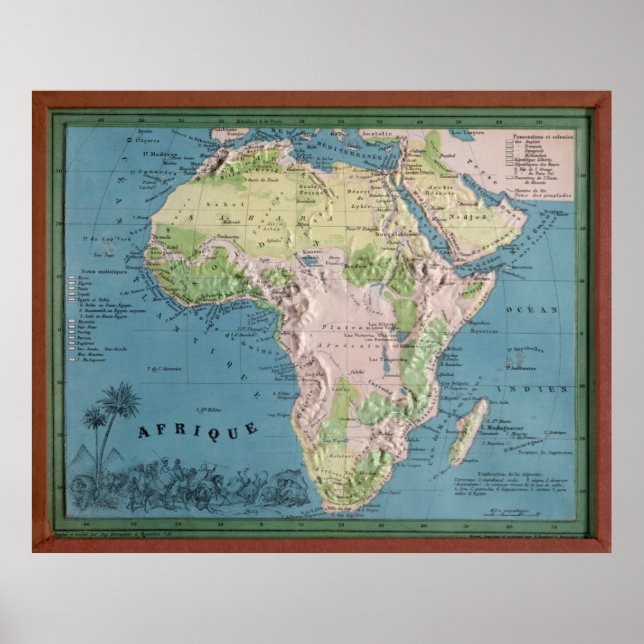 Poster Mapa Vintage Africa (1865) Continente Africano (Frente)