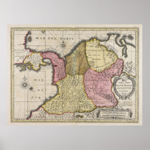 Poster Mapa Vintage Colômbia (1719)