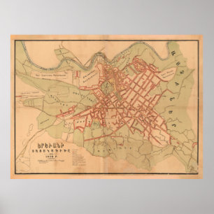 Poster Mapa Vintage da Armênia de Yerevan (1920)