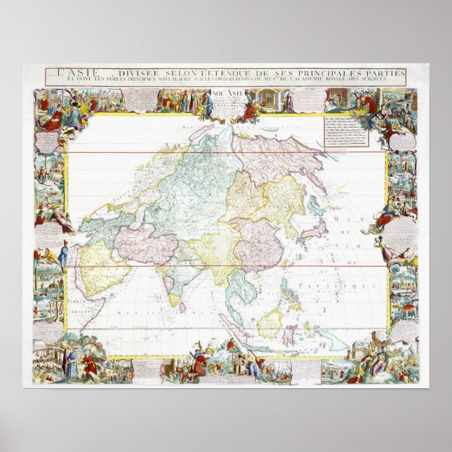 Poster Mapa Vintage da Ásia | 1786 (Frente)