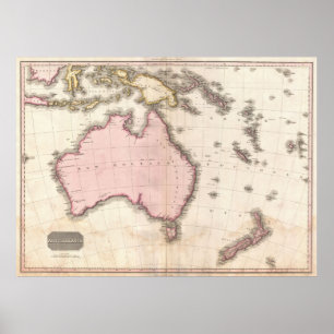 Poster Mapa Vintage da Austrália (1818)