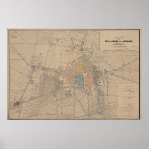 Poster Mapa Vintage da Cidade do México (1847)