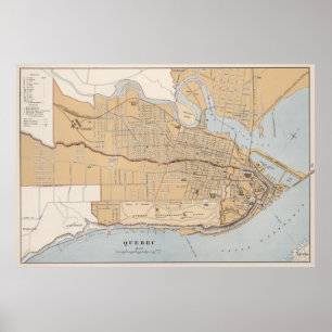 Poster Mapa Vintage da Cidade do Quebec (1915)