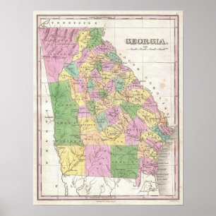 Poster Mapa Vintage da Geórgia (1827)