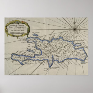Pôster Mapa Vintage da República Dominicana (1750)