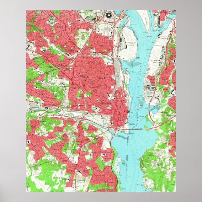 Poster Mapa Vintage de Alexandria Virginia (1965) (Frente)