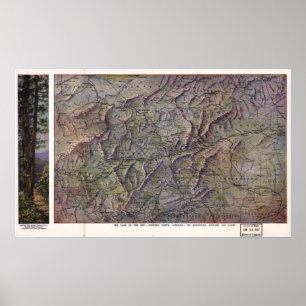 Poster Mapa Vintage de Asheville, Carolina do Norte