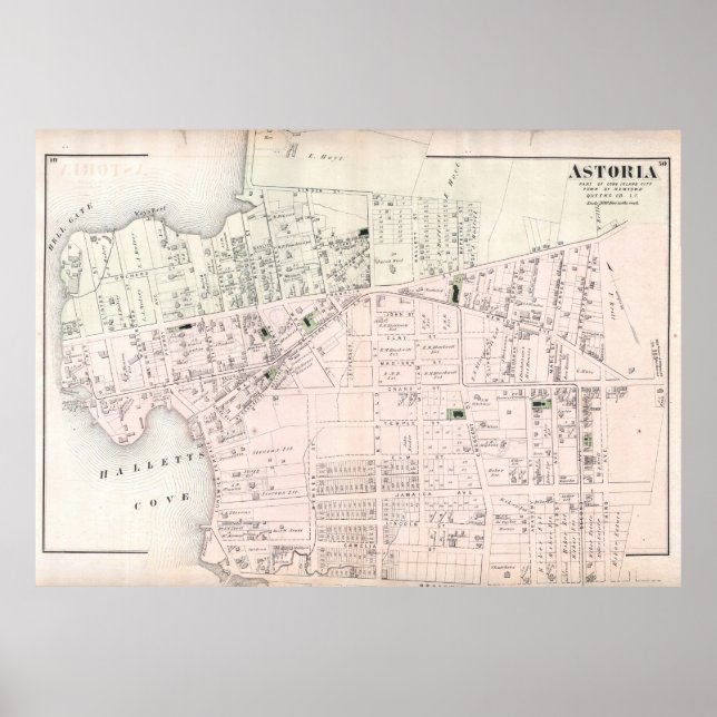 Poster Mapa Vintage de Astoria NY (1873) (Frente)