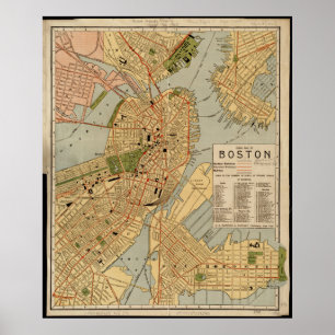 Poster Mapa Vintage de Boston
