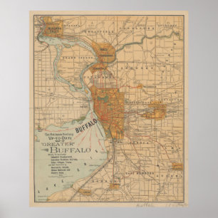 Poster Mapa Vintage de Buffalo NY (1893)
