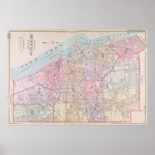 Poster Mapa Vintage de Buffalo NY (1915)