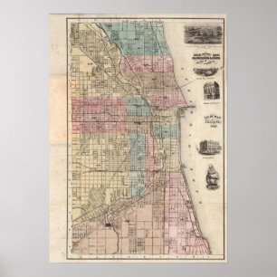 Poster Mapa Vintage De Chicago