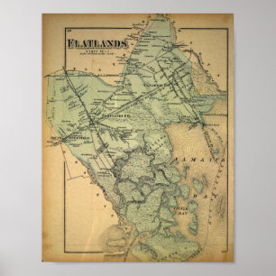 Poster Mapa Vintage De Flatland, Long Island, 1873