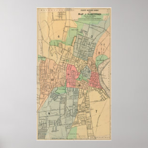 Poster Mapa Vintage de Hartford Connecticut (1903)