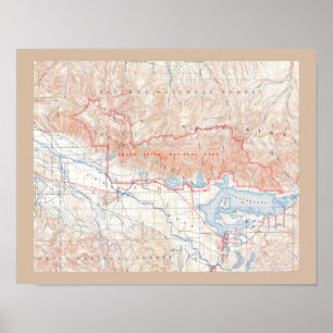 Pôster Mapa Vintage de Jackson Hole & Grand Tetons