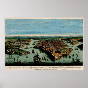 Poster Mapa Vintage de La Valetta Malta (1794)
