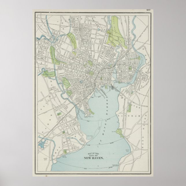 Poster Mapa Vintage de New Haven Connecticut (1901) (Frente)