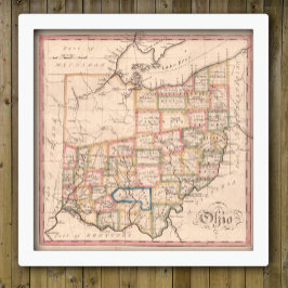 Poster Mapa Vintage de Ohio