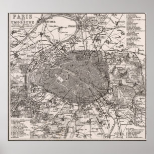 Pôster Mapa Vintage de Paris (1873)