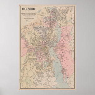 Poster Mapa Vintage de Providence Rhode Island (1901)