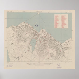 Poster Mapa Vintage de Reykjavik, Islândia (1943)