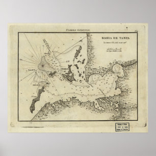 Pôster Mapa Vintage de Tampa Florida (1809)