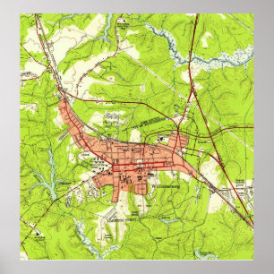 Poster Mapa Vintage de Williamsburg Virginia (1952)