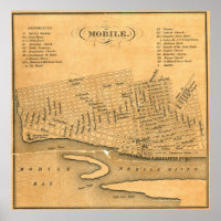 Mapa Vintage do Alabama móvel (1840)