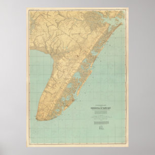 Poster Mapa Vintage do Cabo May NJ (1888)